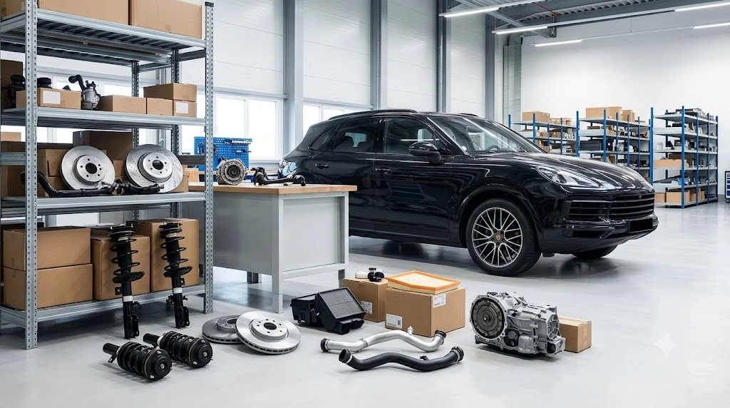 Porsche Cayenne spare parts Dubai warehouse with genuine and OEM components for all Cayenne generations