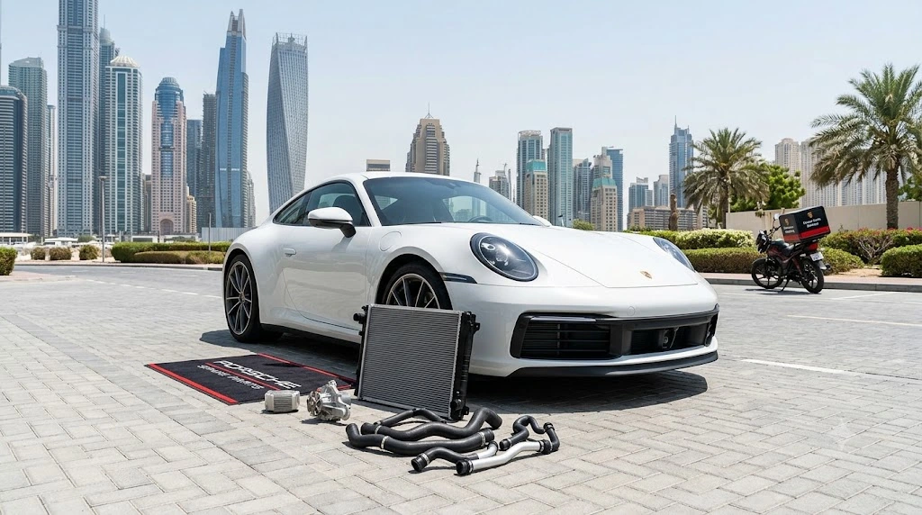 Porsche cooling system parts Dubai - radiators, water pumps and coolant pipes in stock
