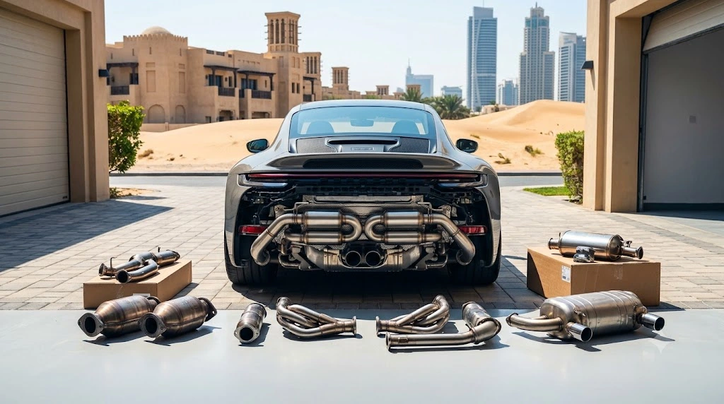Porsche exhaust parts Dubai - sport exhaust system, mufflers and catalytic converters for Porsche models