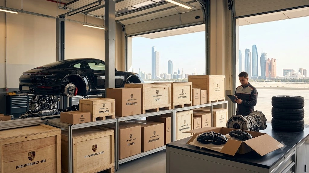 Porsche spare parts Abu Dhabi - genuine and OEM components ready for delivery