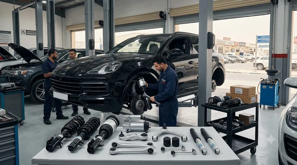 Porsche suspension parts Sharjah - air struts, springs and control arms for Cayenne and Panamera